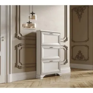 Pantofar Idento TUMBA SFB3B, model vertical cu 3 sertare, PAL și MDF, 80x19,5x123 cm, alb alpin