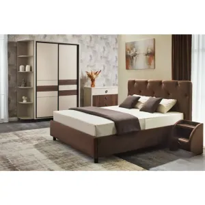 Pat Cristal, wenge - 180/200 cm, cu aerisire integrată și ladă, stofă