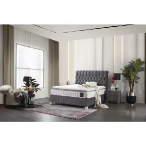 Pat Lexus, spațiu depozitare, design tapițat elegant, cadru lemn + metal, tapițerie premium, 160x200 cm, gri