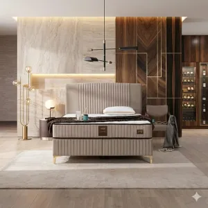 Pat + Saltea gratis Nova,  180x200 cm,  lada depozitare, tesatura premium