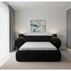 Pat + Saltea gratis, Aleris - 180x200 cm blue cu somieră rabatabilă, ladă depozitare