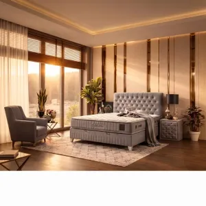 Pat + Saltea gratis Sensitive 160x200 cm gri cu somieră rabatabilă, ladă depozitare
