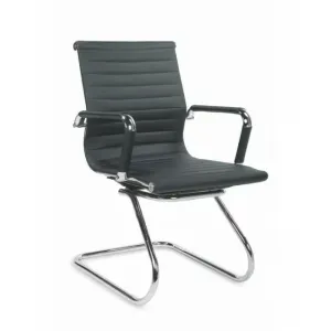 Scaun Prestige Skid, ergonomic, piele ecologică perforată, 61x55x88 cm, negru