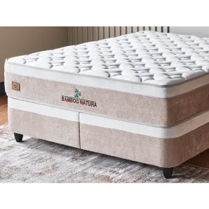Saltea Bamboo Natura, arcuri Pocket, bumbac matlasat, 7 zone confort, strat dublu burete, 160x200 cm