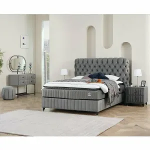 Saltea Fluffy, gri/bej -140x200 cm, ortopedica+topper