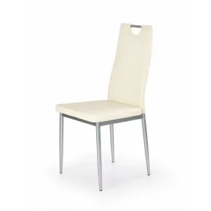 Scaun K202, cu piele ecologică și structură metalică, 44x59x97 cm, alb