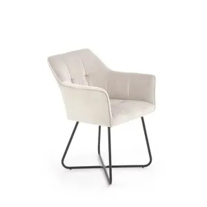 Scaun K377, tapițat stofă, picioare metalice, 60x62x81 cm, bej