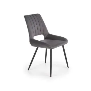 Scaun K404 tapițat cu stofă, cadru metalic, 52x58x88 cm, gri