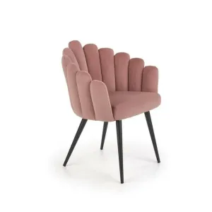 Scaun K410 tapițat cu stofă, cadru metalic, 65x62x85 cm, roz