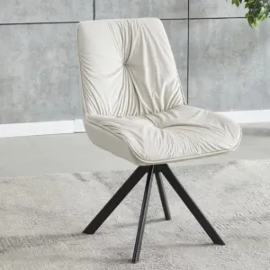 Scaun Mistyc, design modern cu tapițerie catifelată, picioare metalice rezistente, 52x43x83 cm, bej