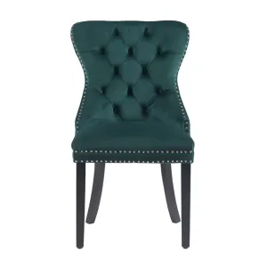 Scaun tapițat Mira MC, picioare din lemn negru, design elegant cu nasturi, șezut ergonomic, tapițerie premium, personalizabil