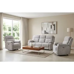Set 3+1+1 cu recliner electric și suport pentru picioare, tapițerie catifea gri