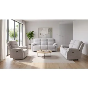 Set 3+2+1 cu recliner electric și suport pentru picioare, tapițerie catifea gri