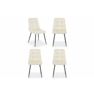 Set 4 scaune tapițate Velvet, structură metalică, stofă catifelată, material rezistent