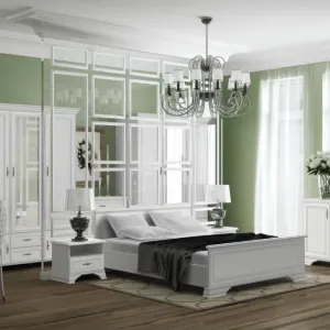 Dormitor Idento, Set Mobilier Clasic, PAL și MDF, 160x200 cm, Alb Alpin