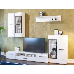 Set Mobilă Living Arctic, 5 Piese Cu Spații De Depozitare, PAL Melaminat, 275.5x38x200 cm, Alb