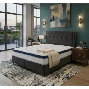 Set pat+saltea gratis Magna - 180x200 cm, culori personalizabile,  somiera rabatabila si lada de depozitare