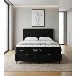 Set pat+saltea gratis Shine - 200x200 cm (antracit), culori personalizabile,  somiera rabatabila si lada de depozitare