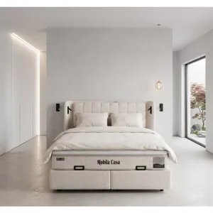 Set pat+saltea gratis Tulum - 200x200 cm, culori personalizabile,  somiera rabatabila si lada de depozitare