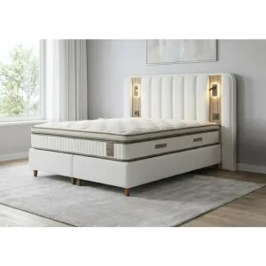 Set pat+saltea gratis Victoria mini  - 160x200 cm, culori personalizabile,  somiera rabatabila si lada de depozitare bej