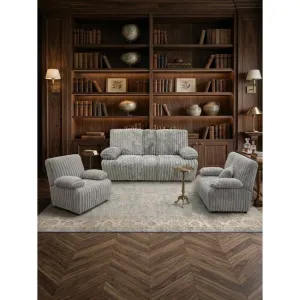 Set recliner Relax 3+1+1, canapea și două fotolii cu funcție de relaxare, tapițerie catifelată