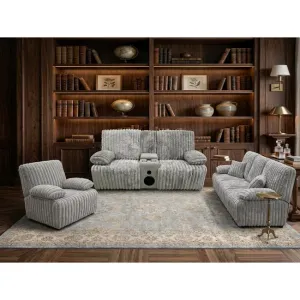 Set Recliner relax 3+2+1 light grey, mecanism rabatabil