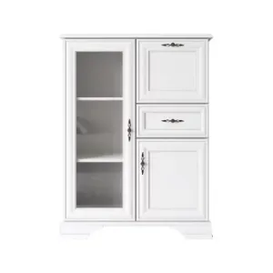 Vitrina-Bar Idento REG1W1D1S1B  MDF și PAL laminat, 95x45x125.5 cm, alb alpin
