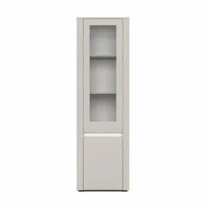 Vitrină înaltă BODENA 1D1S, cu geam și sertar, finisaj modern, 58 cm lățime