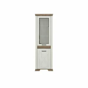 Vitrină Marsel REG1D1W, 1 ușă plină și 1 vitrată, MDF și PAL, 68x45x205 cm, alb frasin