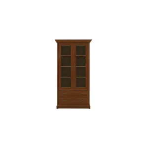 Vitrina Sonata 2D/2S, design clasic, 2 uși + 2 sertar, structură PAL laminat + MDF, finisaj premium, 110x43x204.5 cm castan