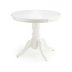 Masă William extensibilă, blat MDF, picioare lemn masiv, 90-124x90x75 cm, alb
