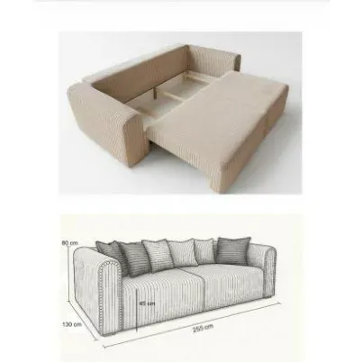 Canapea extensibilă Diana Mica, ladă de depozitare și spațiu generos, material premium, 250x130 cm, Culoare personalizată suprafata de dormit 200x160 picture - 6