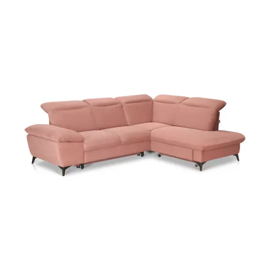 Colțar extensibil Lora, culoare personalizabila - 268x212 cm, tetiere rabatabile, cadru lemn esență tare și PAL, arcuri sinusoidale și poliuretan, picioare metalice H 12,3 cm picture - 3