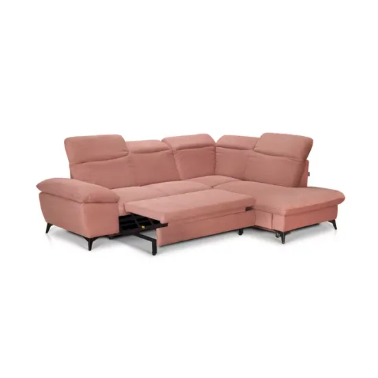 Colțar extensibil Lora, culoare personalizabila - 268x212 cm, tetiere rabatabile, cadru lemn esență tare și PAL, arcuri sinusoidale și poliuretan, picioare metalice H 12,3 cm picture - 5