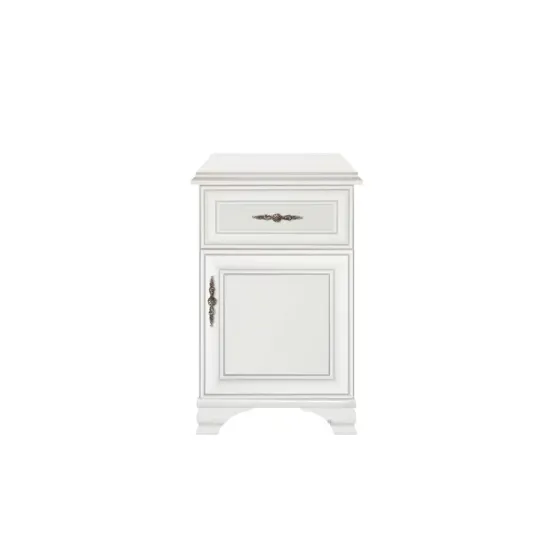 Comodă Idento KOM1D1SL, design clasic cu sertare și ușă laterală, PAL și MDF, 54,5x34,5x83 cm, alb alpin