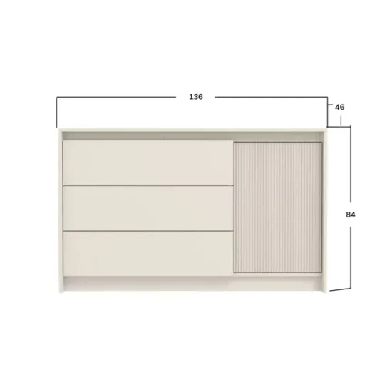Comodă Monaco KOM1D3S, 3 sertare cu sistem push-to-open, PAL melaminat, 136x84x46 cm, Casmir picture - 2