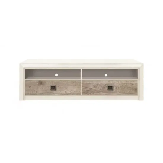 Comodă TV Koen II RTV2S Modernă, PAL Laminat, 150x56.5x44.5 cm, Pin Arizona și Stejar Nava