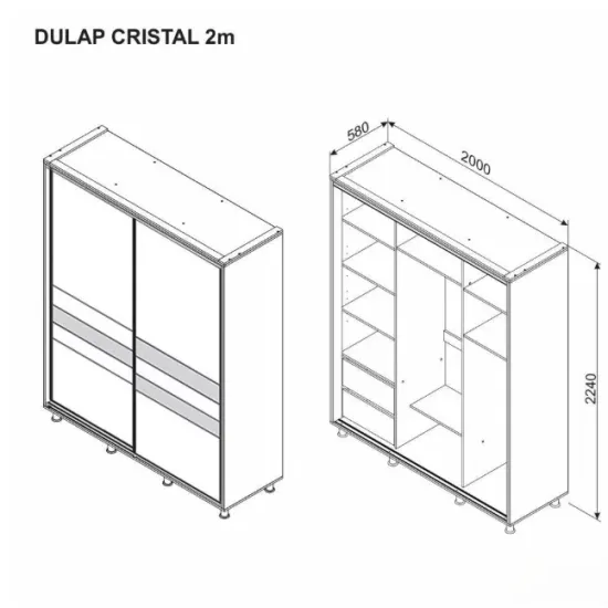 Dormitor Cristal - bej - pat 160x200 cm, modern, PAL picture - 7