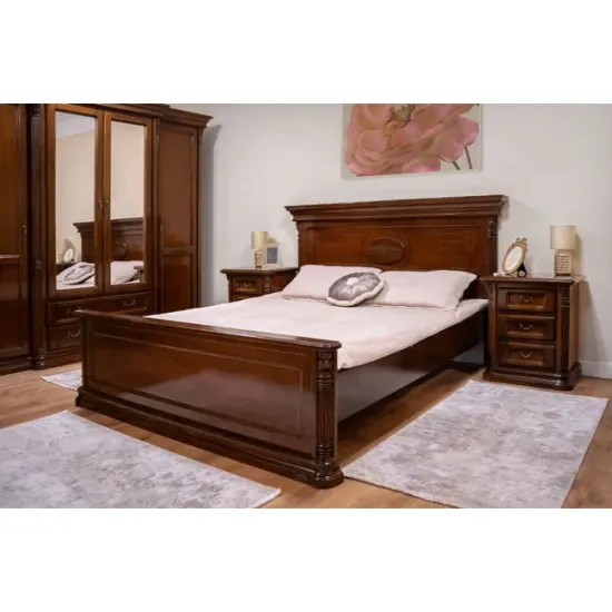 Set dormitor Sonia II, design sculptat manual + funcționalitate ridicată, lemn masiv fag + MDF furniruit, dimensiuni variabile, nuc picture - 9