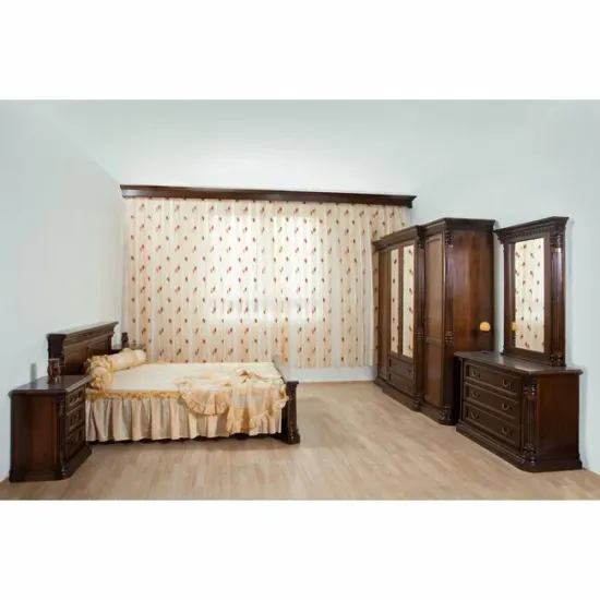 Set dormitor Sonia II, design sculptat manual + funcționalitate ridicată, lemn masiv fag + MDF furniruit, dimensiuni variabile, nuc picture - 2