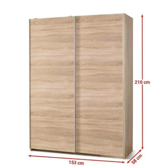 Dulap Lima S1, spațiu generos, PAL laminat, 153x58x210 cm, Sonoma picture - 2
