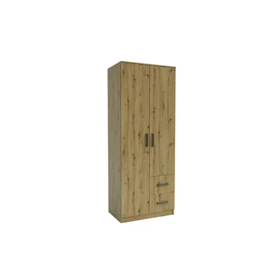 Dulap Simple Sonoma 2D cu sertare, structură PAL melaminat, design modern, 205x80x52 cm, Sonoma picture - 2