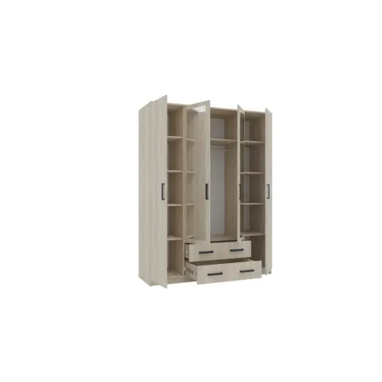 Dulap Simple Sonoma 4D, structură PAL melaminat, compartimentare eficientă, design minimalist, 205x160x52 cm, Sonoma picture - 3