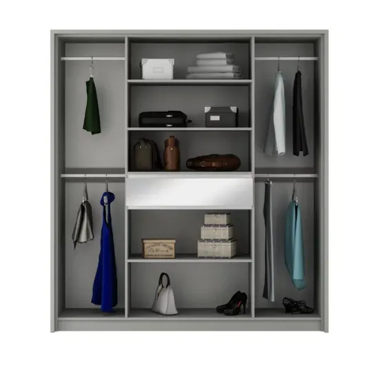 Dulap Split Platinum cu compartimentare spațioasă și PAL melaminat, 200x65x217 cm, gri picture - 2