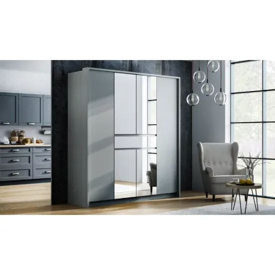 Dulap Split Platinum cu compartimentare spațioasă și PAL melaminat, 200x65x217 cm, gri picture - 3