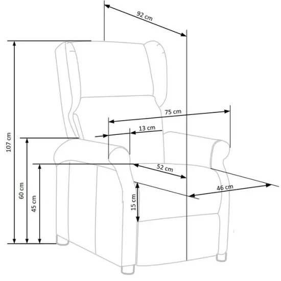 Fotoliu Agustin 2 culisant, tapițat catifea premium, funcție recliner, 75x92(160)x107 cm, albastru picture - 3