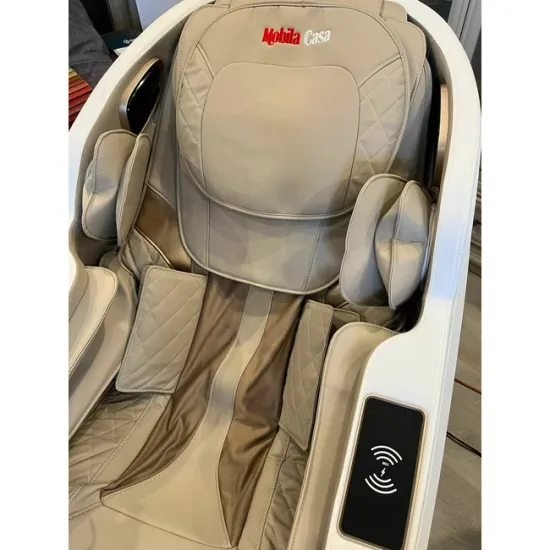 Fotoliu masaj alb cu functie vocala, încălzire, bluetooth, 8 programe automate, airbag corp complet, LED touch, Șină SL lungă picture - 14
