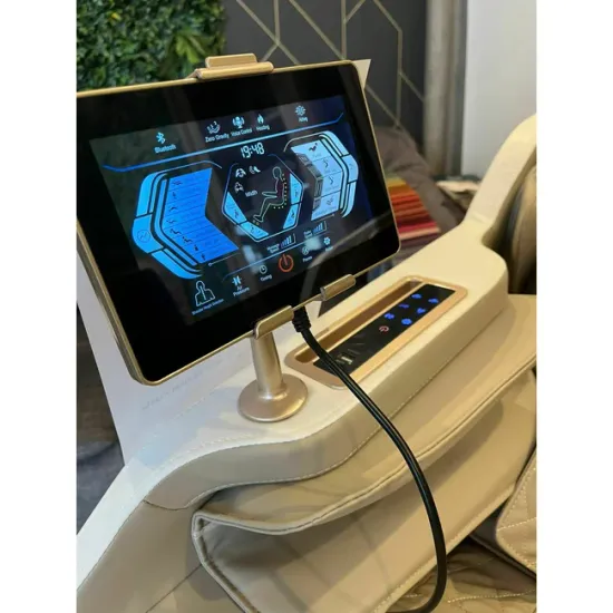 Fotoliu masaj alb cu functie vocala, încălzire, bluetooth, 8 programe automate, airbag corp complet, LED touch, Șină SL lungă picture - 15