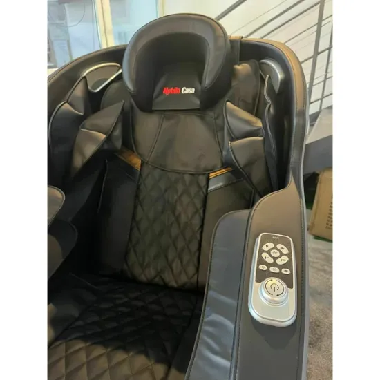 Fotoliu masaj gravitație zero gri, încălzire, bluetooth, role picioare, airbag corp complet, LED touch picture - 12