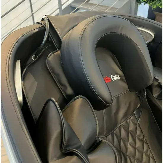 Fotoliu masaj gravitație zero gri, încălzire, bluetooth, role picioare, airbag corp complet, LED touch picture - 17